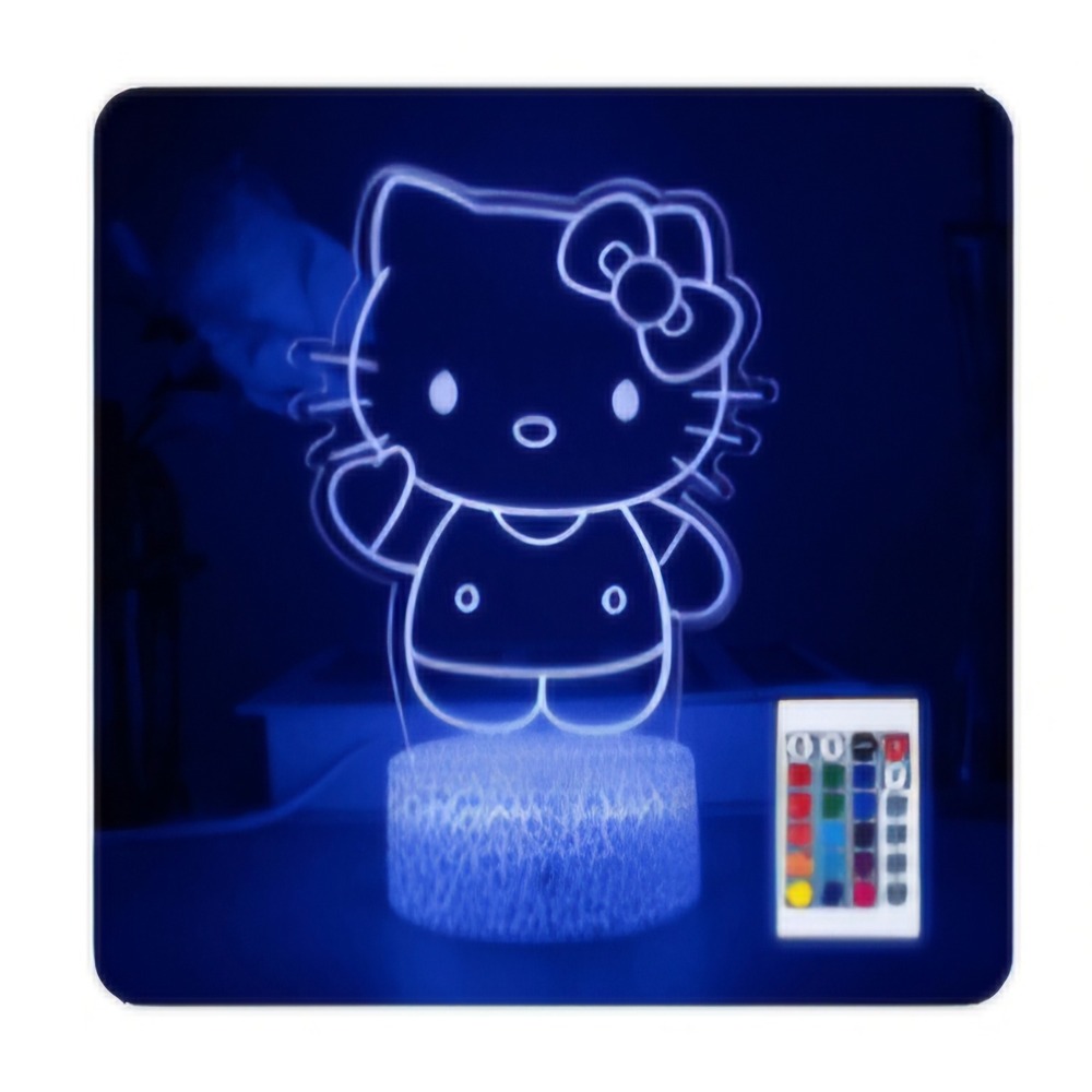 Hello Kitty 3D Illusion Lamp 16 Color LED Night Light with Remote Control